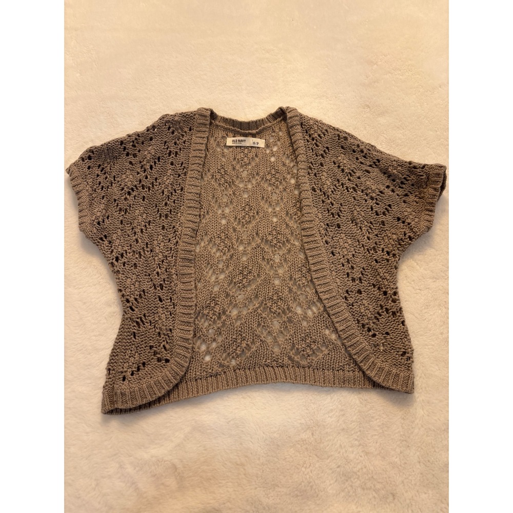 Old Navy Crochet Bolero Shrug Womens Small Brown Y2K Open Knit Cropped Cardigan